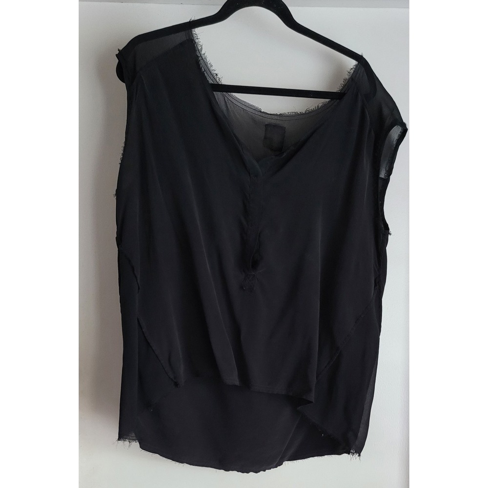 Go Silk Women's Sleeveless Blouse Black Silk Tank Top 22" Pit to Pit